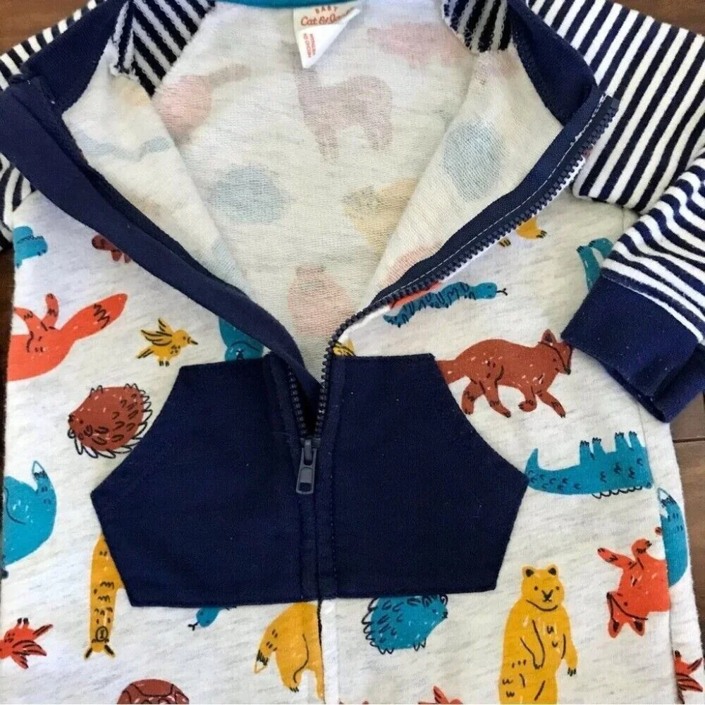Cat & Jack Woodland Creature Print Sweater One Piece Snap Bottom  Size 12 Months